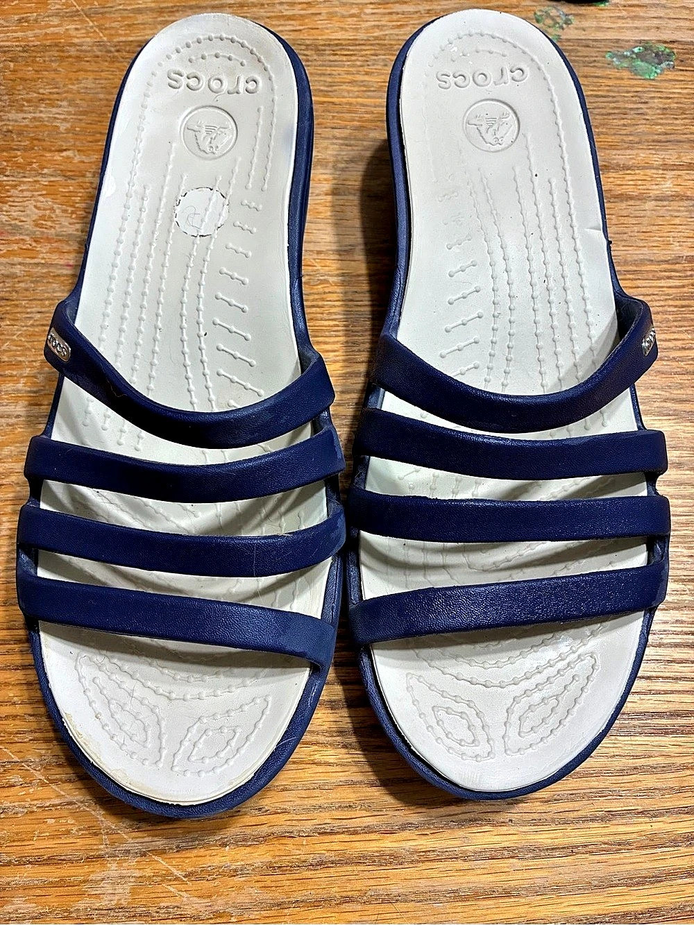 Crocs Rhonda Wedge Slide Sandals Blue & White Women's US 10